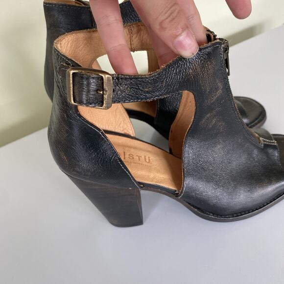 Bed Stu Olena Peep Toe Chunky Heel Zippered Sandals Size 10 Boho Western - Picture 5 of 9